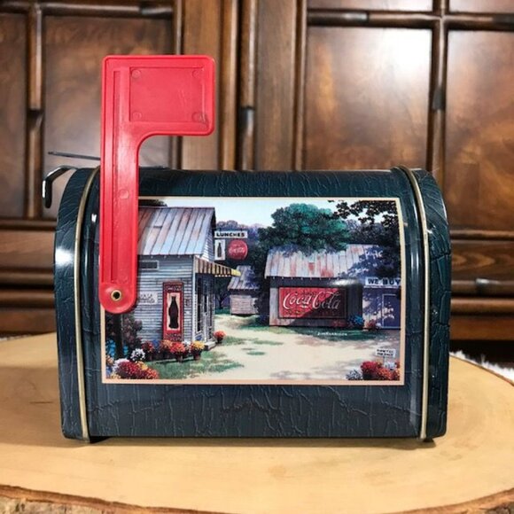 Set of 3 Vintage Coca-Cola Mailbox Tin + 2 Jeanne Mack Artwork Mailbox Tin Trays - Picture 2 of 16
